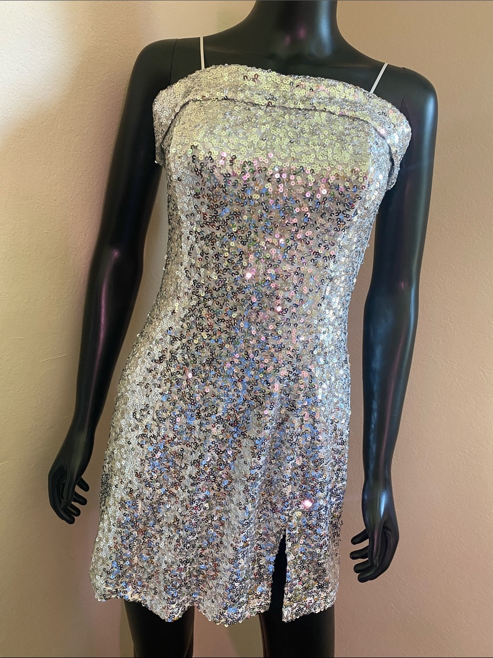 Windsor Silver Sequin Cocktail Dress | Disco Queen Glam Party Mini Dress